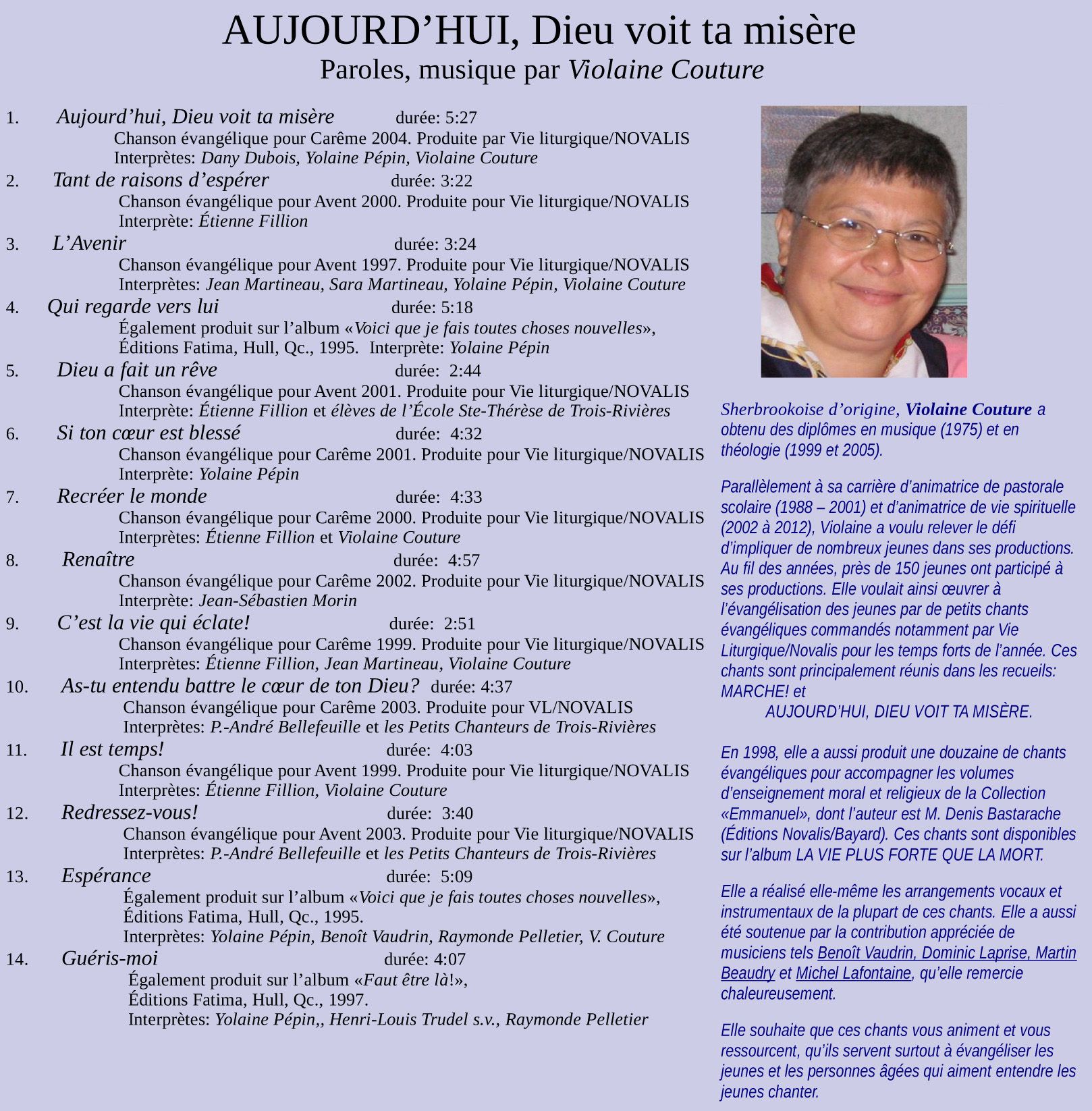 Aujourd'hui, Dieu voit ta misère